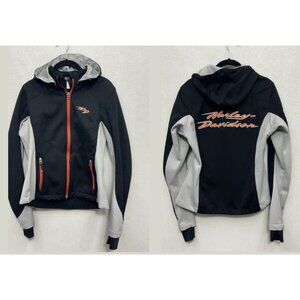 Harley-Davidson Womens Riding Gear Jacket Black Full Zip Small Y2K Hood Lined